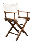 23" Brown and Ivory and Natural Wood Solid Wood Indoor Outdoor Director Chair