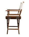 23" Brown and Ivory and Natural Wood Solid Wood Indoor Outdoor Director Chair