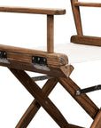 23" Brown and Ivory and Natural Wood Solid Wood Indoor Outdoor Director Chair