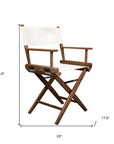 23" Brown and Ivory and Natural Wood Solid Wood Indoor Outdoor Director Chair