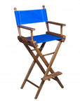 23" Blue and Brown Solid Wood Indoor Outdoor Director Chair