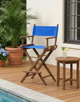23" Blue and Brown Solid Wood Indoor Outdoor Director Chair