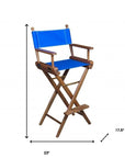 23" Blue and Brown Solid Wood Indoor Outdoor Director Chair