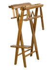 23" Ivory and Brown Solid Wood Indoor Outdoor Director Chair