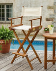 23" Ivory and Brown Solid Wood Indoor Outdoor Director Chair