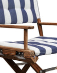 23" Blue and White and Natural Wood Solid Wood Indoor Outdoor Director Chair with Blue and White Cushion