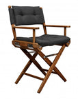 23" Black and Natural Wood Solid Wood Indoor Outdoor Director Chair with Black Cushion