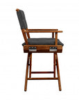 23" Black and Natural Wood Solid Wood Indoor Outdoor Director Chair with Black Cushion