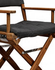 23" Black and Natural Wood Solid Wood Indoor Outdoor Director Chair with Black Cushion