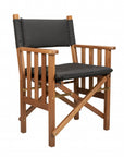 20" Black and Natural Wood Solid Wood Indoor Outdoor Director Chair with Black Cushion