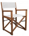 23" White and Natural Wood Solid Wood Indoor Outdoor Director Chair