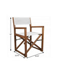 23" White and Natural Wood Solid Wood Indoor Outdoor Director Chair