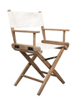 23" Brown and Ivory and Natural Wood Solid Wood Indoor Outdoor Director Chair