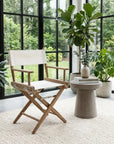 23" Brown and Ivory and Natural Wood Solid Wood Indoor Outdoor Director Chair