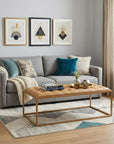 48" Gold And Brown Leather Rectangular Coffee Table