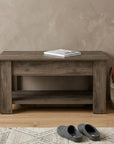 40" Dark Brown Wood Storage Bench With Flip Top Shoe Storage And Shelves