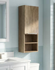 12" Natural Wood Wall Mounted Shaker Style Single Door Medicine Cabinet
