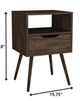 25" Wood One Drawer Nightstand