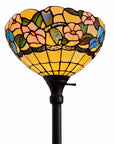 70" Green And Black Floor Lamp With Green Glass Bowl Shade