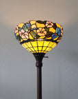 70" Green And Black Floor Lamp With Green Glass Bowl Shade