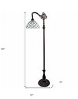 62" Brown And White Metal Floor Lamp With White Glass Bowl Shade
