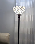 62" Brown And White Floor Lamp With White Glass Bowl Shade