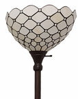 62" Brown And White Floor Lamp With White Glass Bowl Shade