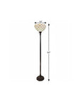 62" Brown And White Floor Lamp With White Glass Bowl Shade
