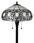 63" Brown Two Light Traditional Shaped Floor Lamp With White Stained Glass Bowl Shade