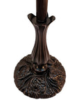 62" Brown Metal Arched Floor Lamp With Amber and Red Flowers Stained Glass Shade