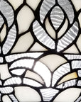 62" Brown And White Torchiere Floor Lamp With White Peacock Feather Glass Dome Shade
