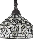 62" Brown And White Torchiere Floor Lamp With White Peacock Feather Glass Dome Shade