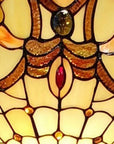 62" Beige Torchiere Floor Lamp With Red And White Flowers Glass Dome Shade