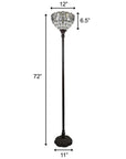72" Brown And White Torchiere Floor Lamp With White Flowers Glass Dome Shade