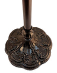 63" Beige Metal Two Light Torchiere Floor Lamp With Red And White Flowers Glass Drum Shade