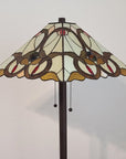 62" Beige Two Light Floor Lamp With Brown And White Glass Cone Shade