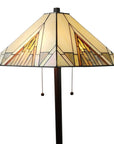 62" Brown Two Light Beige And Brown Geometric Stained Glass Floor Lamp