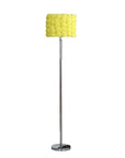 63" Steel and Acrylic Floor Lamp With Yellow Flowers Fabric Drum Shade