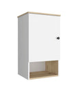 16" Light Oak And White Wall Mounted Cabinet With Three Shelves