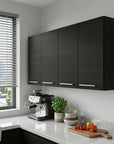 47" Black Wood Wall Mounted Accent Cabinet With Four Doors