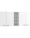 59" White Wood Wall Mounted Accent Cabinet With Four Doors