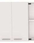 59" White Wood Wall Mounted China Cabinet With Six Doors