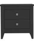 24" Black Wood Two Drawer Nightstand