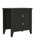 24" Black Wood Two Drawer Nightstand