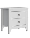 24" White Wood Two Drawer Nightstand