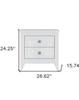 24" White Wood Two Drawer Nightstand