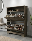 Dark Brown Twelve Pair Shoe Rack