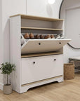 Oak Twelve Pair Shoe Rack