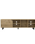 71" Natural Wood Enclosed and Open Storage TV Stand