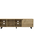 71" Natural Wood Enclosed and Open Storage TV Stand